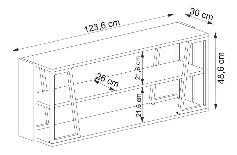 Regál Nidupe 7 (zafír tölgy + fekete) 