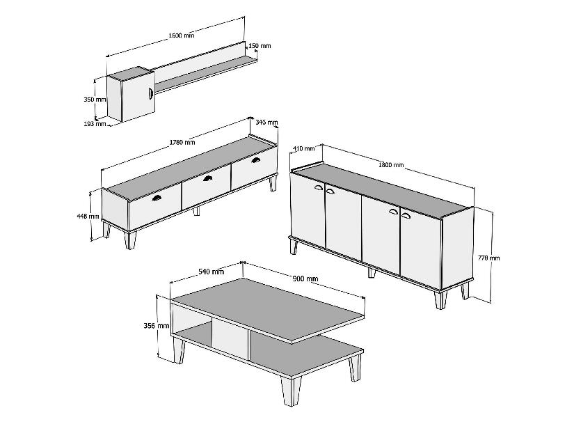 Mobilier living Sommer 2 (Stejar + marmură)