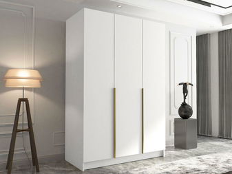 Šatníková skriňa Merpata I (biela + zlatá) 