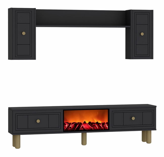 Obývacia stena s krbom Darino (antracit)