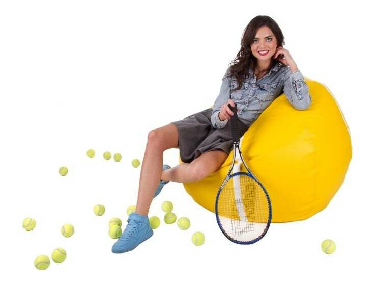 Fotoliu puf Tenis XXXL (Galben + Alb)