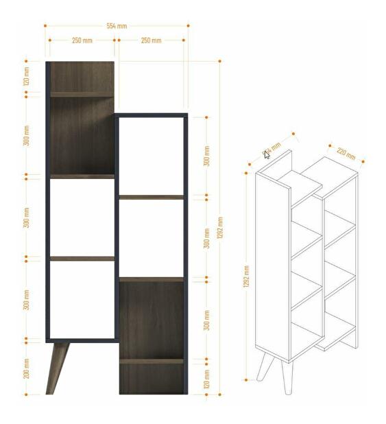 Regál Mavade 1 (antracit + orech) 