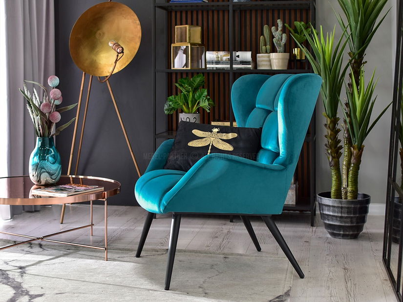 Kreslo Kikino (tyrkysová + čierna)