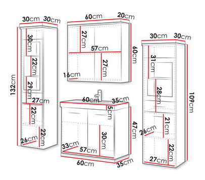 Set mobilier baie Apoleon I (alb + alb lucios)