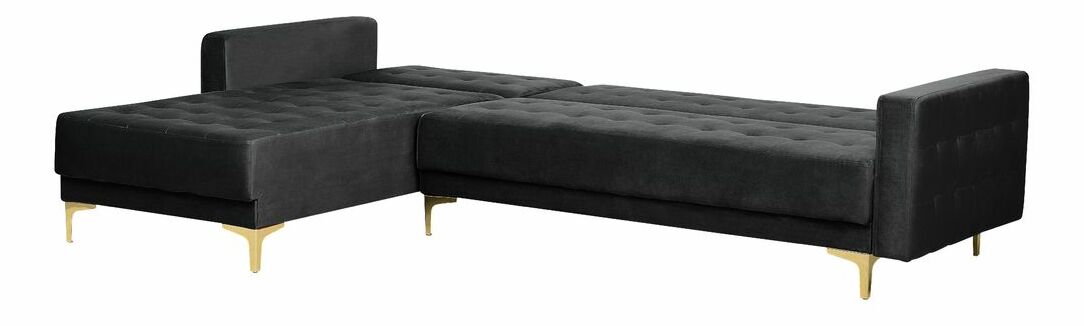 Colțar cu taburete Aberde (Textil negru) (D)