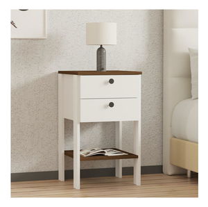 Noćni stolić Mekali 2 (bijela + orah)