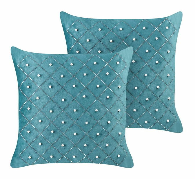 Set 2 ukrasna jastuka 45 x 45 cm Yawza (plava)
