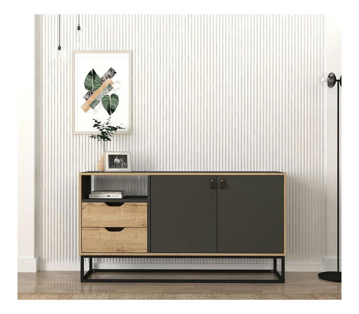 Konzolový stolík Vasuvo (dub zafírový + antracit) 