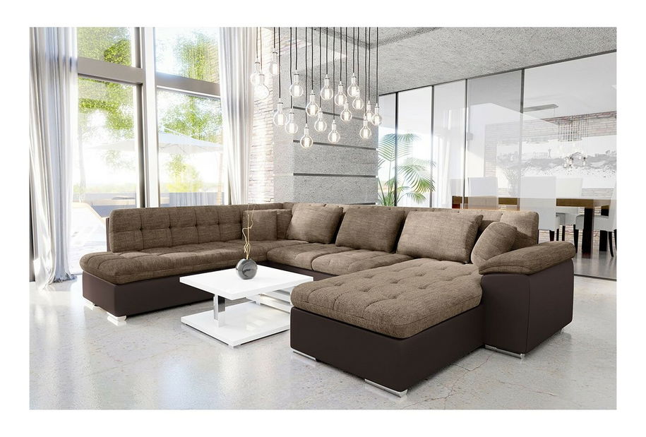 Rohová sedačka U Talina s funkciou spania (P) (ekokoža Soft 066 + Lawa 02)