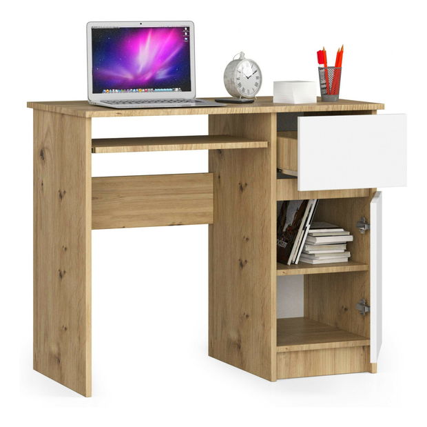 Masă PC Bhaskar (Stejar artisan + Alb) (D)