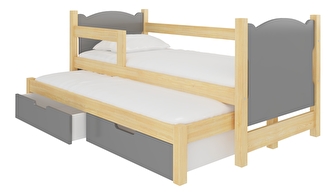 Rozkladacia detská posteľ 180x75 cm Chloe (s roštom a matracom) (borovica + sivá)