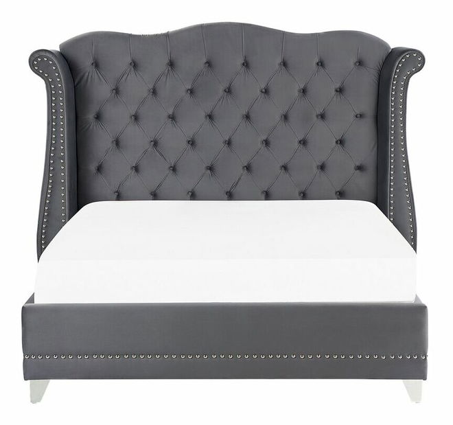 Manželská posteľ 160 cm ATREY (polyester) (sivá) (s roštom)