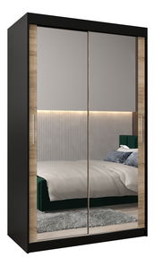 Šatníková skriňa 120 cm Toki 3 (Čierna matná + Dub sonoma)