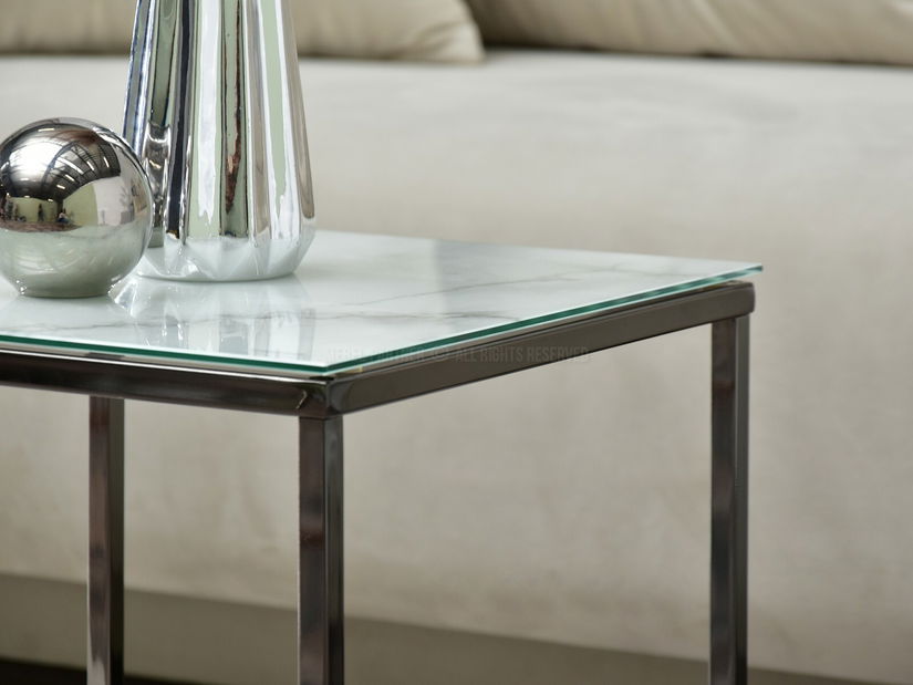 Stolić za kavu Bella S (bijeli mramor + crna)