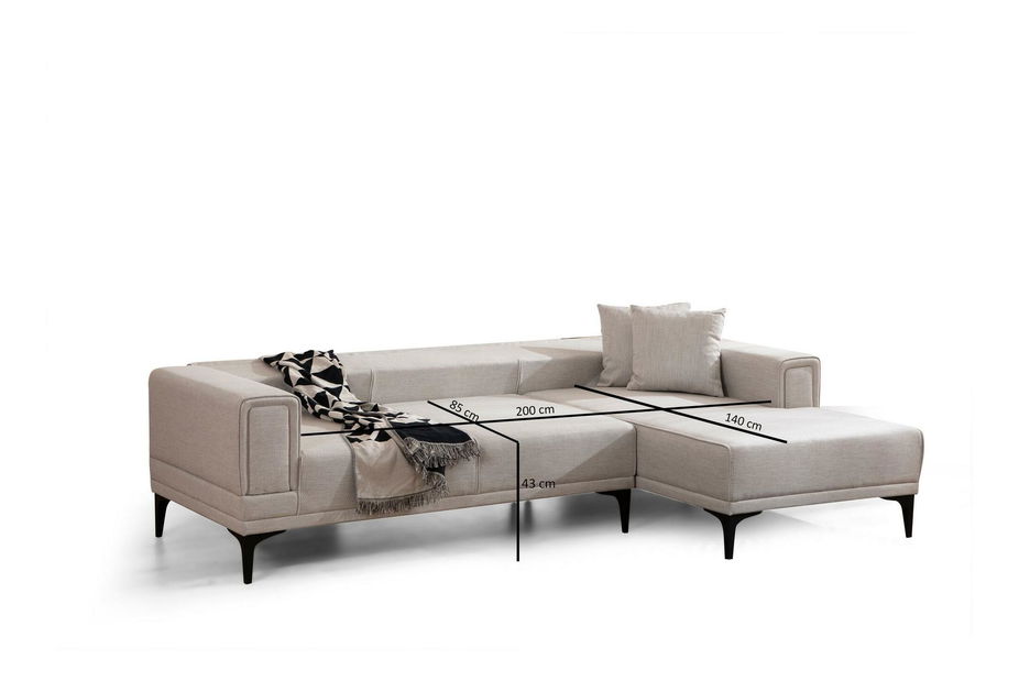 Rohová sedačka Horazotta (P) (ecru + čierna)