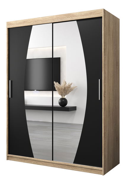 Dulap de haine 150 cm Eclipse (Stejar sonoma + Negru mat)