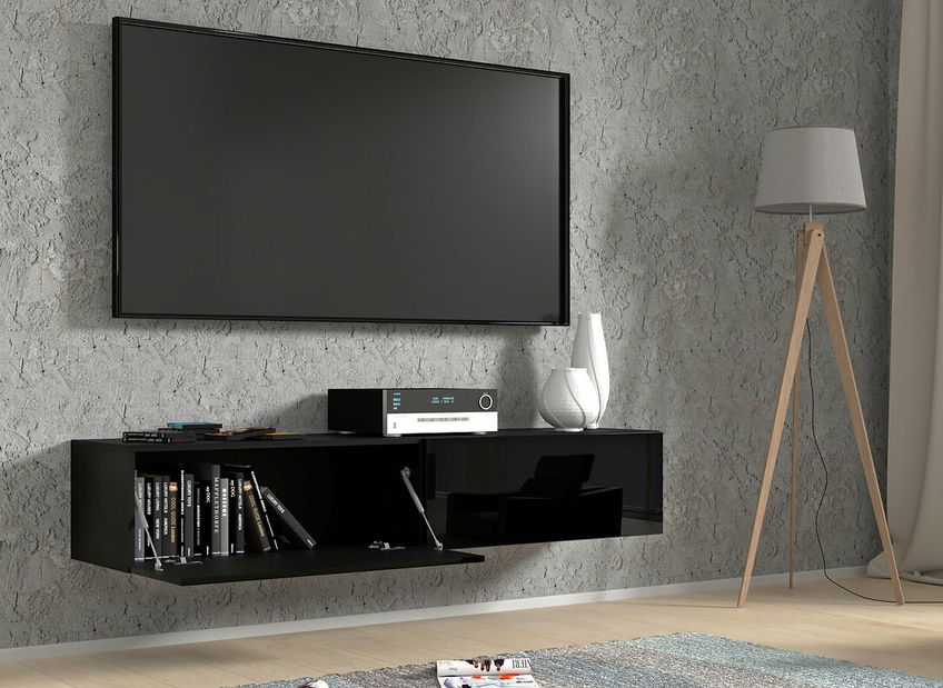 TV stolík/skrinka Banksy 160 (čierna lesklá)