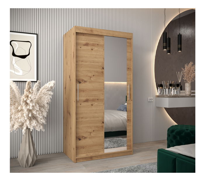 Dulap de haine 100 cm Toki 2 (stejar artisan + stejar artisan)