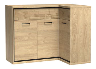 Rohová komoda Milley 15 (s LED osvetlením) (hikora)