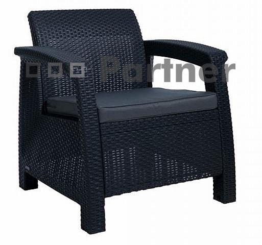 Záhradné kreslo Corfu antracit (umelý ratan)