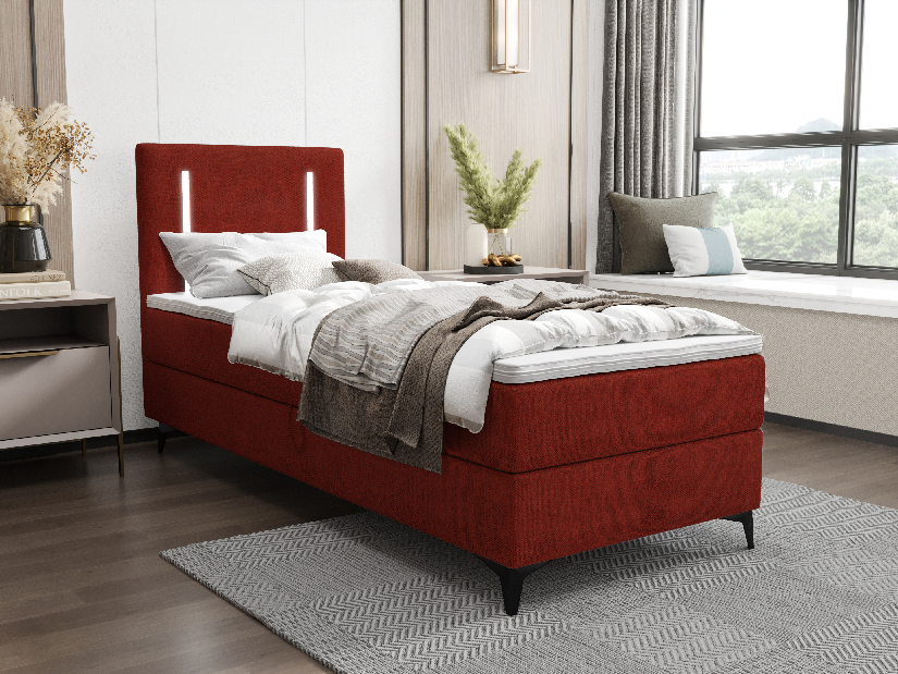 Egyszemélyes ágy 80 cm Ortega Bonell (piros) (ágyráccsal és tárolóhely nélkül) (LED világítás)