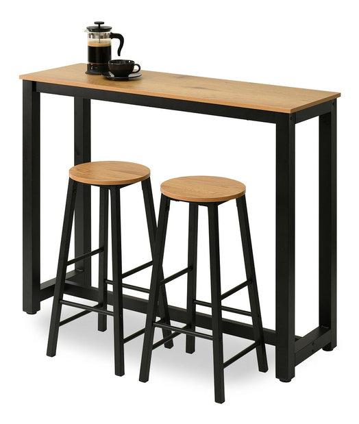 Blagovaonski set Remma (hrast + crna) (za 2 osobe)