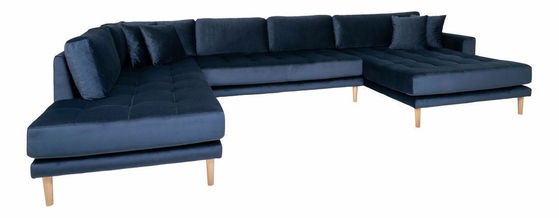 Rohová sedacia súprava v tvare U (P) Lvaveriaora U (tmavomodrá)
