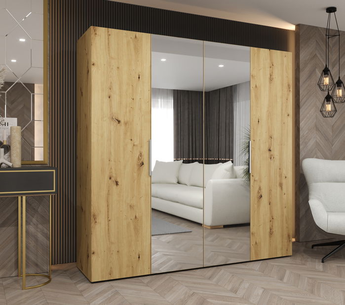 Šatníková skriňa 200 cm Mirabella 2 (dub artisan + kašmír)