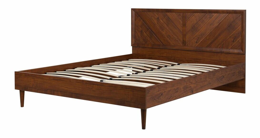 Manželská posteľ 180 cm MILLET (s roštom a LED osvetlením) (tmavé drevo)