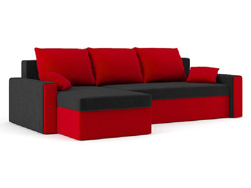 Rohová sedačka Zahara (čierna + červená) (s bonell pružinami)