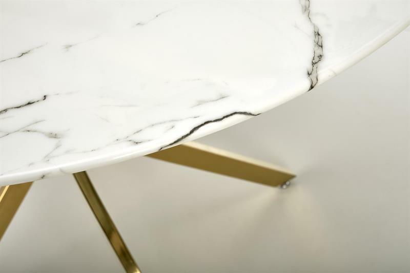 Blagovaonski stol Raunds (bijeli mramor + zlatna)