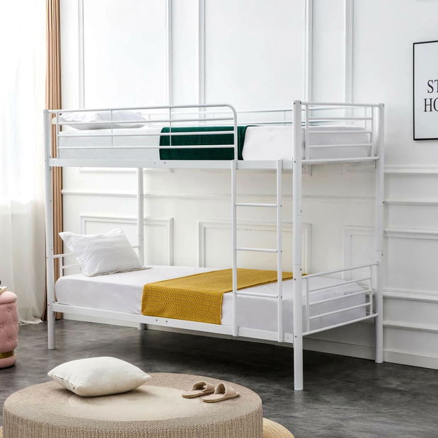 Pat pentru copii etajat 90 cm Riverside (alb) (cu somieră)