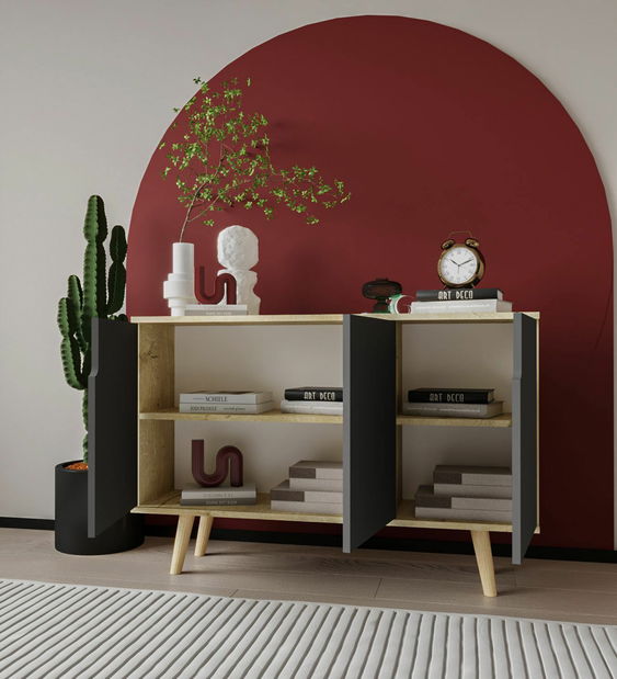 Skrinka Veria (dub zafírový + antracit)