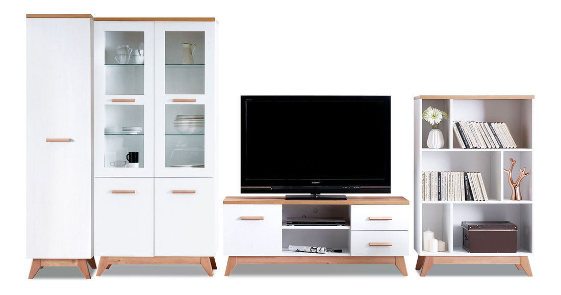 Obývacia stena Bajas 04 (biela + dub)