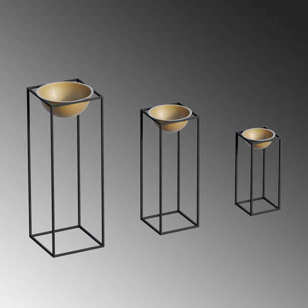 Ukrasni stalak za cvijeće Gwyneth (crna + zlatna)