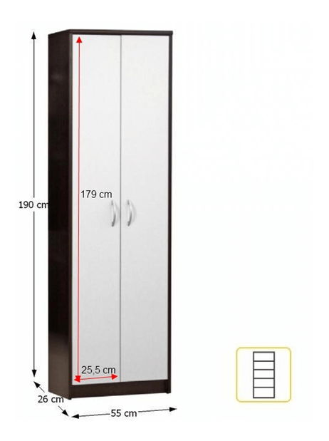 Policová skriňa Molton (wenge + biela) *bazár