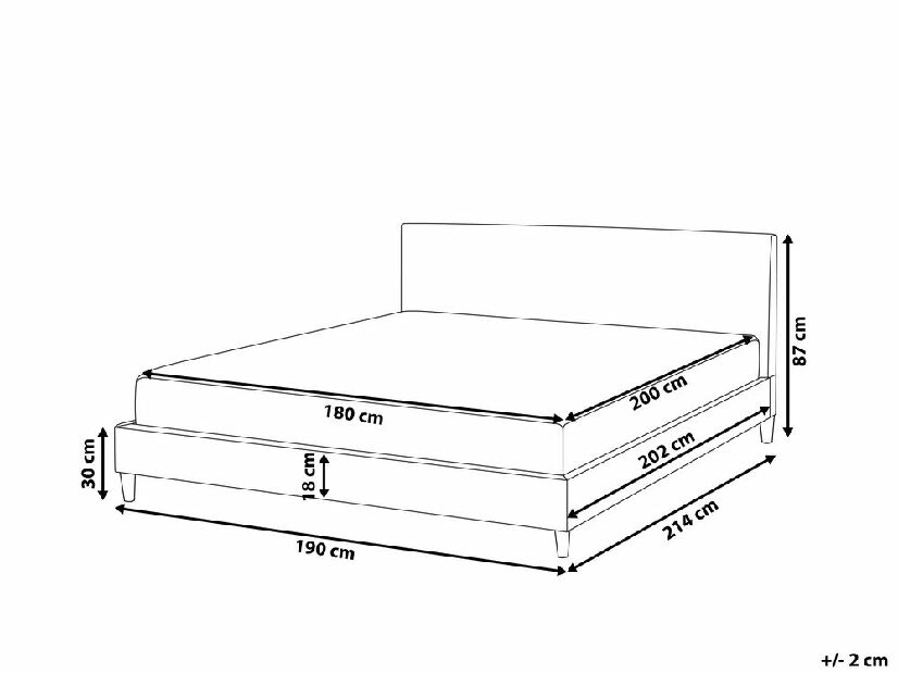 Bračni krevet 180 cm FUTTI (s podnicom i LED rasvjetom) (siva)