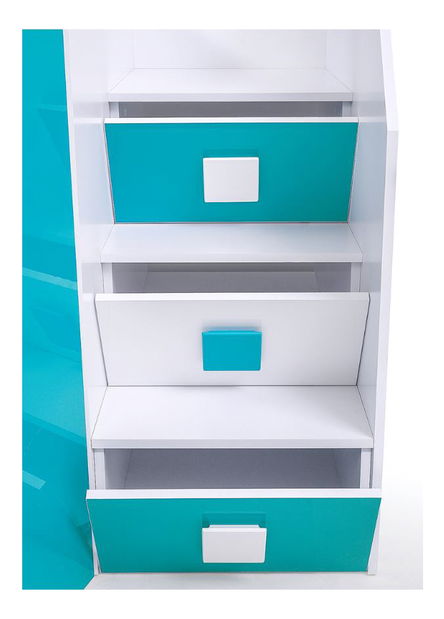 Pat multifuncțional 90 cm Toreno 3 (Alb + alb lucios + roz lucios) (D)