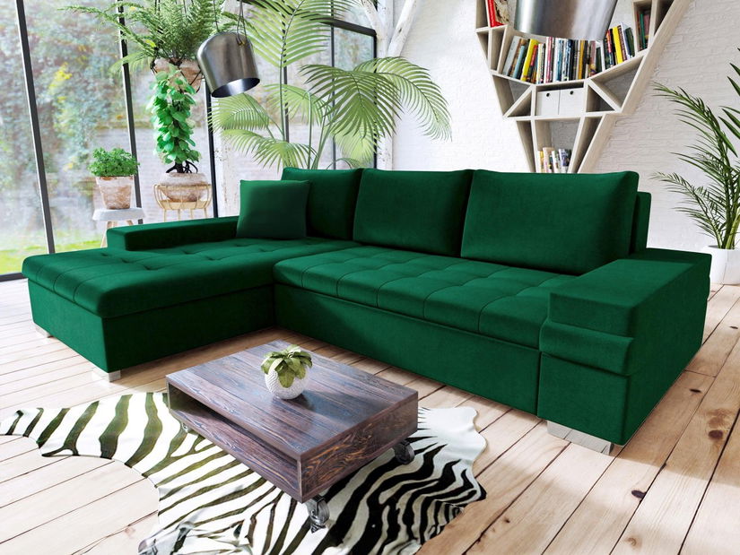 Rohová sedacia súprava Katana (tmavozelená)