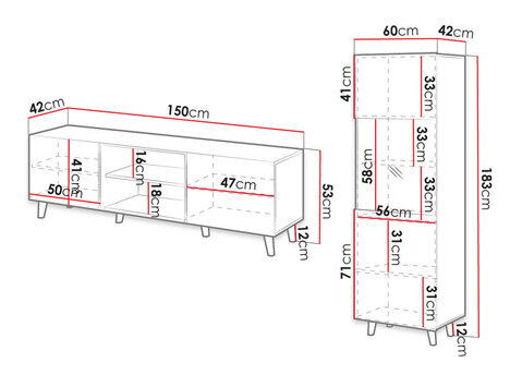 Zostava nábytku do obývacej izby II Simoon (Biela + Biela + Čierna)