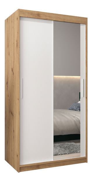 Ormar za garderobu 100 cm Toki 2 (hrast artisan + bijela mat)