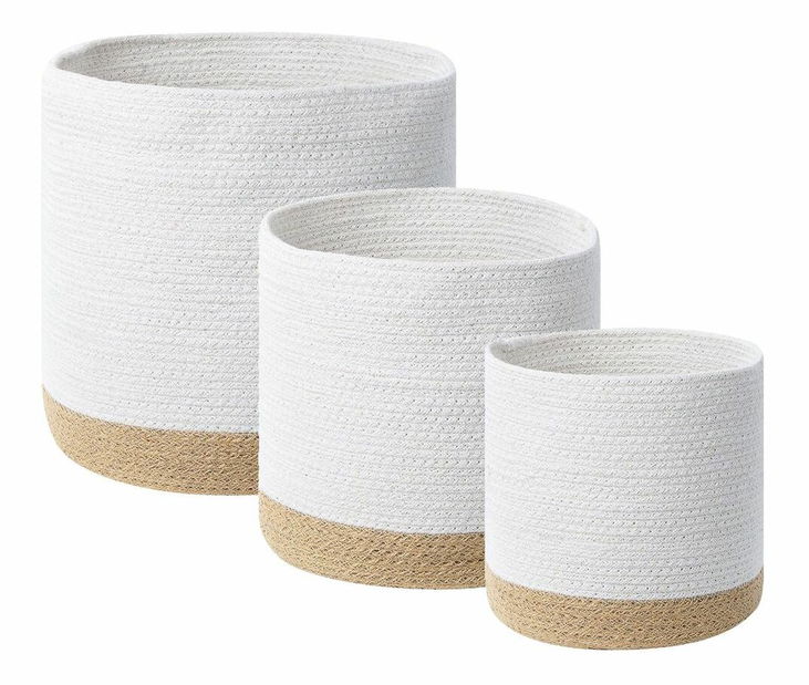 Set 3 buc coșuri depozitare Benicio (bej + alb)