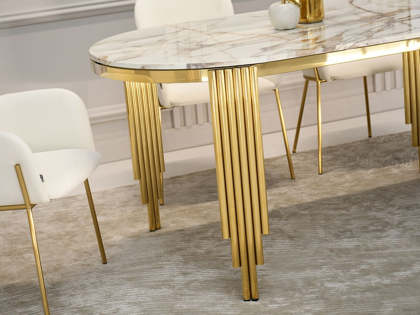 Jedálenský stôl Alimenticia (mramor + zlatá)