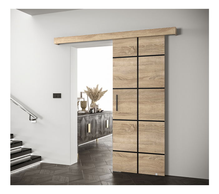 Uși culisante 90 cm Sharlene III (stejar sonoma + stejar sonoma + negru)