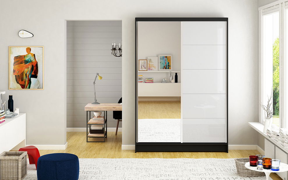 Šatníková skriňa Marisol 5 (čierna + biela)