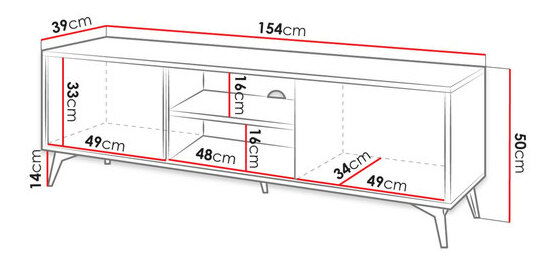 TV stolić Nina NRTV154 (crna + hrast evoke)