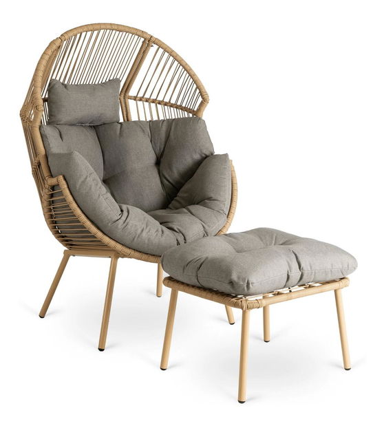 Vrtna fotelja s naslonom za noge Positivos (siva) 