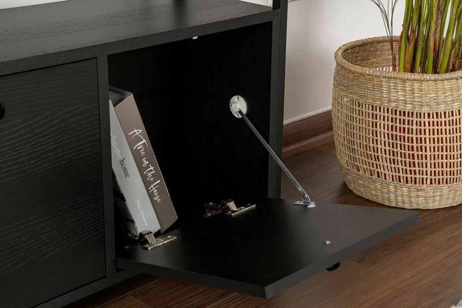 Konzolový stolík Solac 3 (tmavé drevo + čierna)