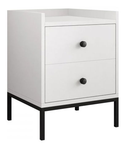 Noćni stolić Tezarta 2SZ (bijela + crna) 