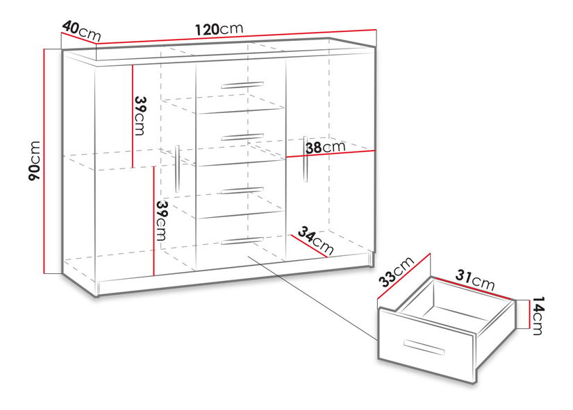 Komoda Klary KE1 (bijela)